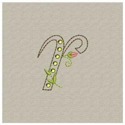 Crystal Monogram Small r - 4x4 monogram quick stitch embroidery design for kitchen tea towels