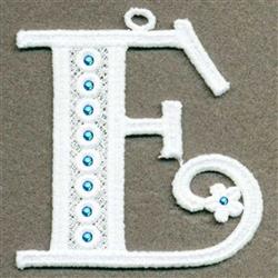 letter detailed machine embroidery - FSL Crystal Letter E for Custom Door Signs