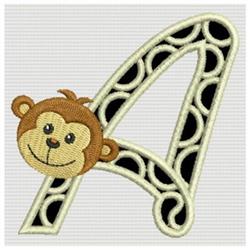 beginner-friendly alphabet machine embroidery pattern - Monkey Alphabet A for Backpacks