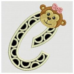 Monkey Alphabet C - 4x4 alphabet beginner-friendly embroidery design for Bedroom Textiles