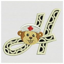 alphabet beginner-friendly machine embroidery - Monkey Alphabet H for reusable tote bags