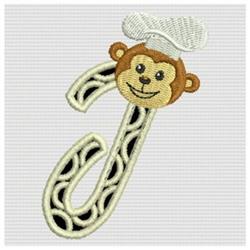 beginner-friendly alphabet machine embroidery pattern - Monkey Alphabet J for Backpacks