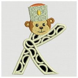 alphabet beginner-friendly machine embroidery - Monkey Alphabet K for Nursery Decor