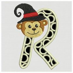 Monkey Alphabet R - 4x4 alphabet beginner-friendly embroidery design for Halloween Decor