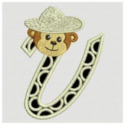 beginner-friendly alphabet machine embroidery pattern - Monkey Alphabet V for Kids Backpacks