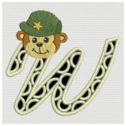 alphabet detailed machine embroidery - Monkey Alphabet W perfect for Home Accents