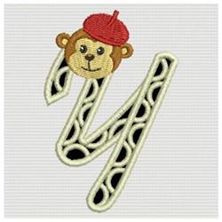 beginner-friendly alphabet machine embroidery pattern - Monkey Alphabet Y for Kids T-Shirts