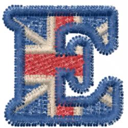 British Font E - 4x4 font quick stitch machine embroidery design for reusable tote bags