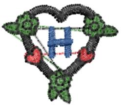 heart quick stitch machine embroidery - Dark Heart H for decorative pillow covers
