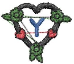 Dark Heart Y - 4x4 heart quick stitch embroidery design for decorative pillow covers