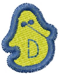 Ghost Font D - 4x4 ghost quick stitch machine embroidery design for Baby Bibs