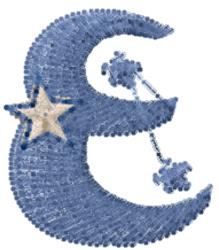 Moon Star Font E - 4x4 star quick stitch embroidery design for cute baby onesies