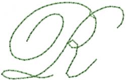 Old Script Font R - 4x4 font quick stitch embroidery design for reusable tote bags
