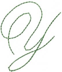 Old Script Font Y - 4x4 font quick stitch embroidery design for kitchen tea towels