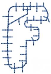 Patchwork Letter f - 4x4 letter quick stitch embroidery design for kitchen aprons