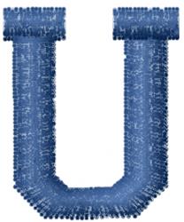 Varsity Regular Font U - 4x4 font quick stitch embroidery design for kitchen tea towels