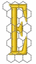 Beehive Font E - 4x4 font quick stitch machine embroidery design for reusable tote bags