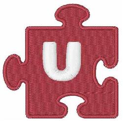 beginner-friendly solid machine embroidery pattern - Puzzle Piece Solid U for reusable tote bags