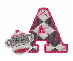 Sock Monkey A - 4x4 monkey quick stitch embroidery design for reusable tote bags