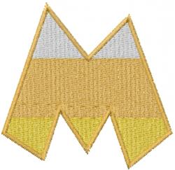 candy corn beginner-friendly machine embroidery - Upper Case M for decorative pillow covers