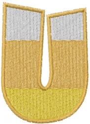 Upper Case U - 4x4 candy corn beginner-friendly embroidery design for cute baby onesies