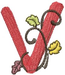 Upper Case V - 4x4 leaf quick stitch embroidery design for decorative pillow covers