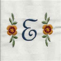 quick stitch letter machine embroidery pattern - Floral Script Letter E for Napkins