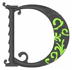 beginner-friendly font machine embroidery pattern - Baroque Font D for kitchen tea towels