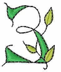 Beanstalk Font 3 - 4x4 leaf quick stitch embroidery design for reusable tote bags