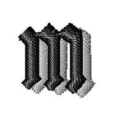 Calligraphy Shadow Font m - 4x4 font quick stitch embroidery design for reusable tote bags