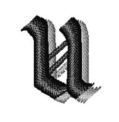 Calligraphy Shadow Font U - 4x4 font quick stitch embroidery design for decorative pillow covers