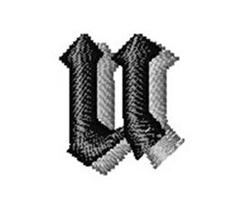 quick stitch font machine embroidery pattern - Calligraphy Shadow Font u for patchwork quilt blocks