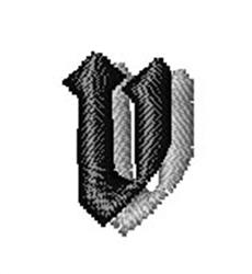Calligraphy Shadow Font v - 4x4 font quick stitch embroidery design for patchwork quilt blocks