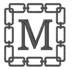 Chain Link Font M - 4x4 font quick stitch embroidery design for reusable tote bags