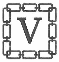 Chain Link Font V - 4x4 font quick stitch embroidery design for reusable tote bags