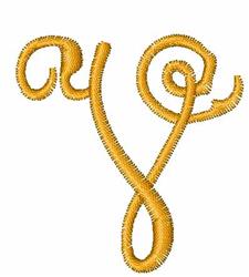 Classy Curls Font V - 4x4 font quick stitch embroidery design for cute baby onesies