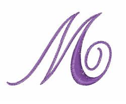 Curly Monogram Font M - 4x4 font quick stitch embroidery design for reusable tote bags