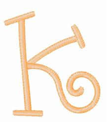 Curly Upper Case K - 4x4 case quick stitch machine embroidery design for Home Decor