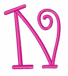 Curly Upper Case N - 4x4 case quick stitch embroidery design for decorative pillow covers