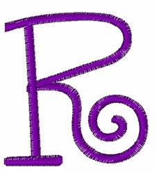 quick stitch case machine embroidery pattern - Curly Upper Case R for cute baby onesies