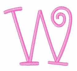Curly Upper Case W - 4x4 case quick stitch embroidery design for kitchen tea towels