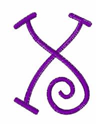 quick stitch case machine embroidery pattern - Curly Upper Case X for reusable tote bags