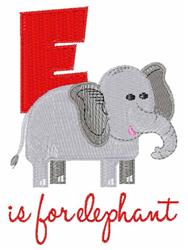 E Is For Elephant - 4x4 elephant detailed embroidery design for Kids T-Shirts