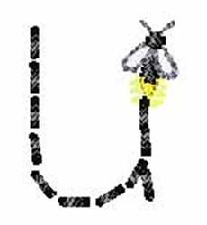 Fireflies Font Lower U - 4x4 lower quick stitch embroidery design for Learning Aids