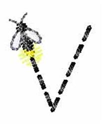 lower quick stitch machine embroidery - Fireflies Font Lower V for Craft Projects