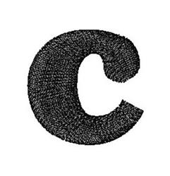 Formal Curl Font c - 4x4 font quick stitch machine embroidery design for kitchen aprons