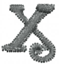 Graveyard Lowercase X - 4x4 lowercase quick stitch embroidery design for kitchen aprons