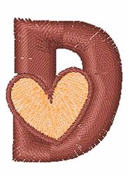 Heart Lower Case D - 4x4 heart quick stitch embroidery design for cute baby onesies
