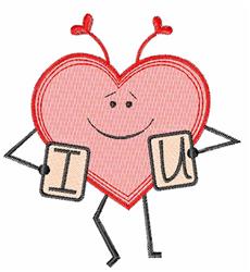 beginner-friendly valentine heart machine embroidery pattern - I Heart U for Party Banners