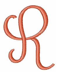 Monogram Curl R - 4x4 curl quick stitch embroidery design for reusable tote bags